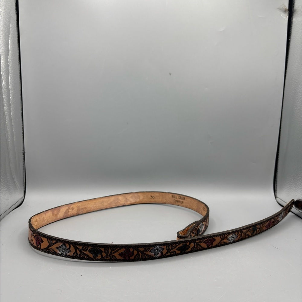 Women’s hand carved floral cowhide full grain leather belt